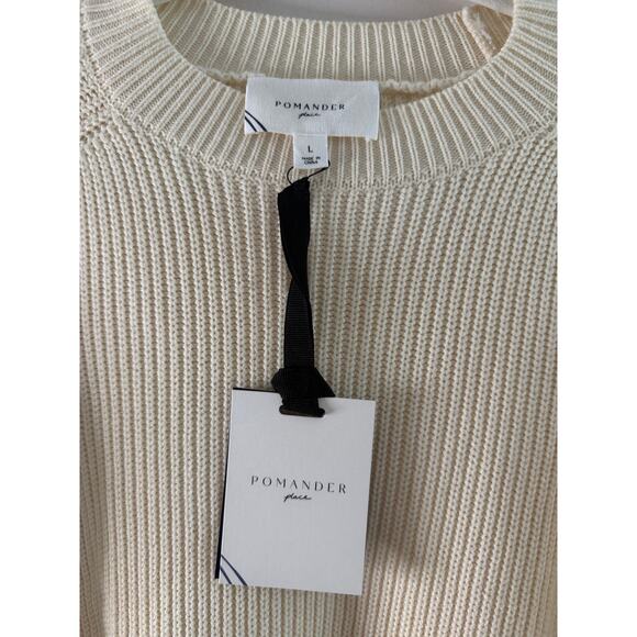 NWT Pomander Place Cream Ribbed Ainsley Knit Effortless Preppy Sweater Dress L - Picture 6 of 10